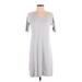 DKNY Casual Dress - Shift Scoop Neck Short sleeves: Gray Solid Dresses - Women's Size Medium
