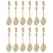 Fino Demi Spoon Set, Rose Design, Gold Plated Stainless Steel, Set of 12