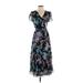 Diane von Furstenberg Casual Dress - Wrap V Neck Short sleeves: Black Print Dresses - Women's Size 4