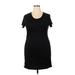 J for Justify Casual Dress - Mini Scoop Neck Short sleeves: Black Print Dresses - Women's Size 2X