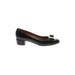 Salvatore Ferragamo Heels: Slip-on Chunky Heel Classic Black Solid Shoes - Women's Size 5 1/2 - Almond Toe