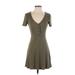 Forever 21 Casual Dress - A-Line V-Neck Short sleeves: Gray Print Dresses - Women's Size Small