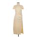 Theory Casual Dress - A-Line Crew Neck Short sleeves: Tan Solid Dresses - Women's Size Medium