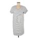 Daily Ritual Casual Dress - Shift V-Neck Short sleeves: Gray Print Dresses - Women's Size Medium