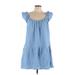 Gap Casual Dress - DropWaist Scoop Neck Short sleeves: Blue Print Dresses - Women's Size Large