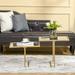 Coffee Table, Tempered Glass Coffee Table with 2 Square Tabletops, Modern Coffee Tables for Living Room, Bedroom, Gold