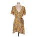 Sanctuary Casual Dress - Wrap: Yellow Print Dresses - Women's Size 4