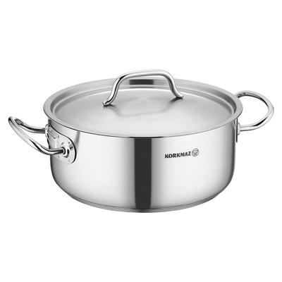 Korkmaz Gastro Proline Stainless Steel Casserole with Lid in Silver