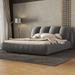 Queen Size Luxury Upholstered Bed with Thick Headboard, Velvet Queen Bed with Oversized Padded Backrest