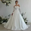 Eightree-Robes de mariée A-ligne formelles avec perles chérie robe de princesse en satin mariage