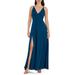 Iris Slit Crepe Gown - Blue - Dress the Population Dresses