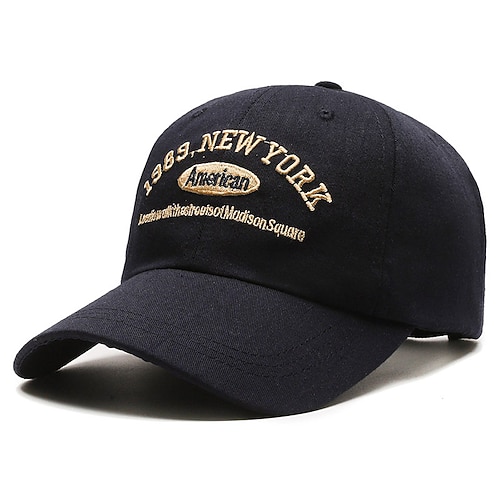 Herren Cap Basecap Sonnenhut Kappe Schwarz Marineblau Polyester / Baumwollmischung Bestickt Modisch Brautkleider schlicht Strasse Täglich Buchstabe Einstellbar Sonnenschutz Atmungsaktiv Image