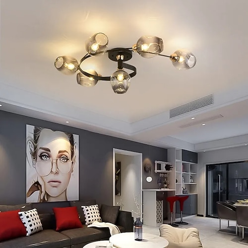 Kronleuchter Deckenleuchte 4/6 Köpfe warmes weißes Licht 75/93cm nordisches Eisenlicht Luxus kreatives Wohnzimmer Schlafzimmer 110-240V Image