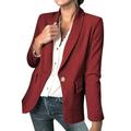 JDEFEG Petite Jacket Womens Double Casual Long Sleeve Open Front Jackets Work Suits All Weather active jacket women Winter women coat Red M