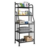 Forthcan 5 Tiers Plant Stand Metal Flower Pots Holder Storage Shelf Kitchen Black Bakers Rack Laundry Shelving Organizer Bathroom Storage Rack