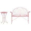 Ensemble de jardin banc et petite table en métal rose