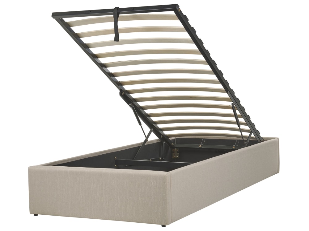 Lit simple en tissu beige 90x200