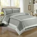 Luxury Soft Hotel 100% Cotton 300 Thread Count Duvet Cover Set - King/California King - Gray