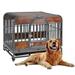 Heavy Duty Dog Crate with Removable Trays andSliding Bolt Latch Wheels Dog Cage Pet Playpen House