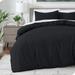Bare Home Luxury Duvet Cover and Sham Set - Premium 1800 Collection - Ultra-Soft - Queen Black 3-Pieces
