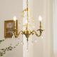 LED Chandelier Island Lamp 3/5 Heads Warm Light 56CM Retro Classic Brass Crystal French Villa Living Room Bedroom Dining Room 110-240V