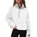 Womens Sweatshirts Half Zip Cropped Pullover Fleece Quarter Zipper Hoodies Fall outfits Clothes with Thumb Hole