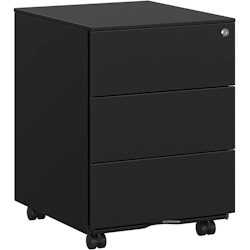 Rollcontainer aus Metall, Metallschrank 55 x 39 x 45 cm, mit 3 Schubladen, vormontiert, Druckerwagen, mobiler Aktenschrank, Mattschwarz Image