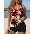 Women's Swimwear Tankini Two Piece Swimsuit Tropical Vacation Tropical Plant Gradient