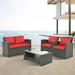 4 Pieces Patio Furniture Sets Outdoor Sectional Wicker Set Outdoor Conversation Set Patio Set Patio Loveseats with Coffee Table