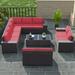 Outdoor Patio Set 14 Pieces Outdoor All Weather Patio Sectional Sofa PE Wicker Modular Conversation Sets with Coffee Table 12 Chairs & Seat Clips(Sand)