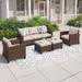 durable MIXPATIO 5 Pieces Outdoor Conversation Set for 7 Patio Manual Weaving Wicker Outside Sectional Couch PE Rattan Couch with Beige Cushions for Porch Lawn Garden Backyard Beige