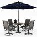 PHI VILLA Outdoor Swivel Chair and Table Set with 10ft Umbrella Patio Furniture Dining Set with 4 Outdoor Chairs 1 Patio Table and 10ft Beige Umbrellas(No Base)