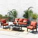 Patio Furniture Sofa Set Outdoor Wicker Sectional Couch with Storage Table No-Slip Cushions Furniture Covers Grey