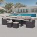 durable PRASLINA 6 Piece Patio Set - Outdoor Wicker Sofa Set 7 Person Sitting Group Conversation Sofa with Cushions PE Rattan Patio Sectional for Backyard Brown Wicker + Biege Cushio