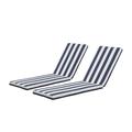 molamola 2-Pcs Set Outdoor Lounge Chair Cushion Dark Blue Stripe.