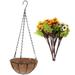 Flower Basket Coconut Palm Hanging Round Wall-mounted Country Style Wrought Iron