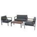 4 Piece Patio Furniture Set Outdoor Chairs with Soft Cushion and Wood Top Coffee Table Outdoor Conversation Set