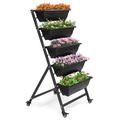 IVV 4.4FT Vertical Raised Garden Bed 5-Tier Garden Planter with Lockable Wheels Large Elevated Planter Box with Drainage System Perfect for Herb Vegetables Flowers Indoor Outdoor Planters (Black)