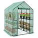 Bomrokson Walk-in Greenhouse Greenhouse for Outdoors with Roll-Up Zippered Door and 2 Observation Windows 2 Tiers and 8 Shelves Weather-Proof PE Cover Wind Rope Included (56â€�Lx 56â€�Wx 77â€�H)