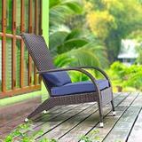 xrboomlife Wicker Adirondack Chair Fire Pit Chairs Oversized Comfy Patio Chairs Outdoor Wicker Rattan Chairs with Cushion Grey Low Deep Seating High Back with Pillow for Outside Backyard