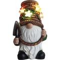 Garden Gnome Statue Garden Gnome Gnomes for Garden Outdoor Garden Figurines Resin Figurines with Solar Light Flocked Garden Gnome Decorations for Patio Lawn Yard Garden