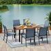 MIXPATIO Outdoor Patio Dining Set 7 Piece Furniture Set withMetal Patio Dining Table with Umbrella Hole Table for Deck Garden Backyard Lawn Poolside