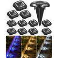 Solar Dock Lights Driveway Lights Waterproof 12 Pack 3 Colors in 1 Outdoor LED Solar Deck Lights Solar Powered Walk Way Lights Road Marker for Warning Stair Pathway Patio Yard Black