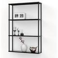 DIQIN Wall-Mounted Steel Floating Shelving Unit for Kitchen Storage or Display Use -36 H x 36 W x 6 D Inches- Black -