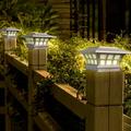 VOAVEKE Solar Garden Light Solar Pillar Light Coffee Color Pillar Light Outdoor Decorative Fence Light Garden Pillar Light Wall Light Solar Garden Lights