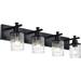 SUSIMOND 4-Light Matte Black Bathroom Vanity Lights Over Mirror Modern Vanity Light Fixtures Farmhouse Wall Sconce with Clear Glass Grid Shades for Bathroom Vanity Table Living Room