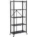 SUSIMOND 5-Tier Heavy Duty Foldable Metal Rack Storage Shelving Unit with Wheels Moving Easily Organizer Shelves Great for Garage Kitchen Holds up to 1250 lbs Capacity Black (HKSHLFFOLD28156405B)