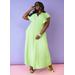 Plus Size Ruffle Sleeved Seamed Maxi Dress