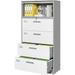 4 Drawers Lateral File Cabinet with Lockable Cabinet - Gray & White Steel Filling Cabinets for Home Office - Lockable Storage Cabinet for Hanging Files Letter/Legal/F4/A4 Size-Assembly Required