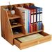 Wooden Desktop Organizer Office Supplies Storage with Drawer Multi Functional Desktop Organizer Easy Assembly for Office